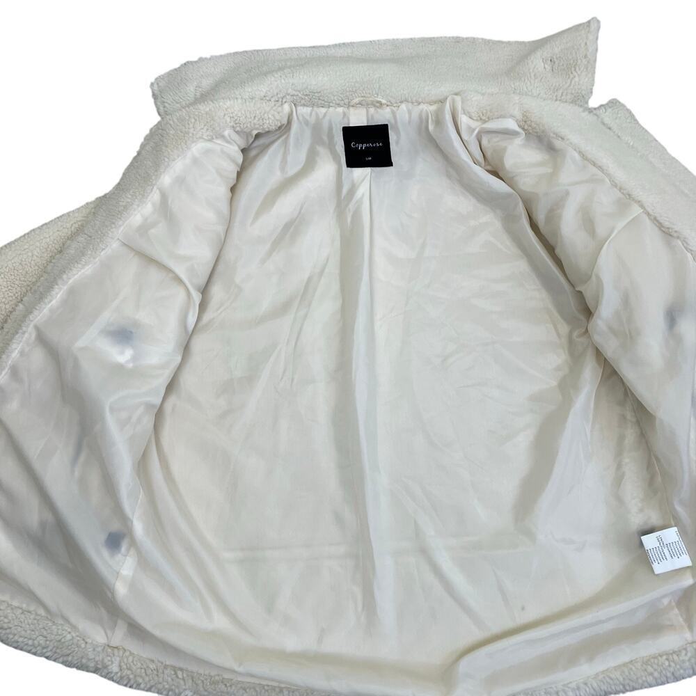 Copperose /Nasty Gal/ S-M Teddy Faux-Sherpa Aviator Jacket W Contrast Piping - Picture 15 of 16